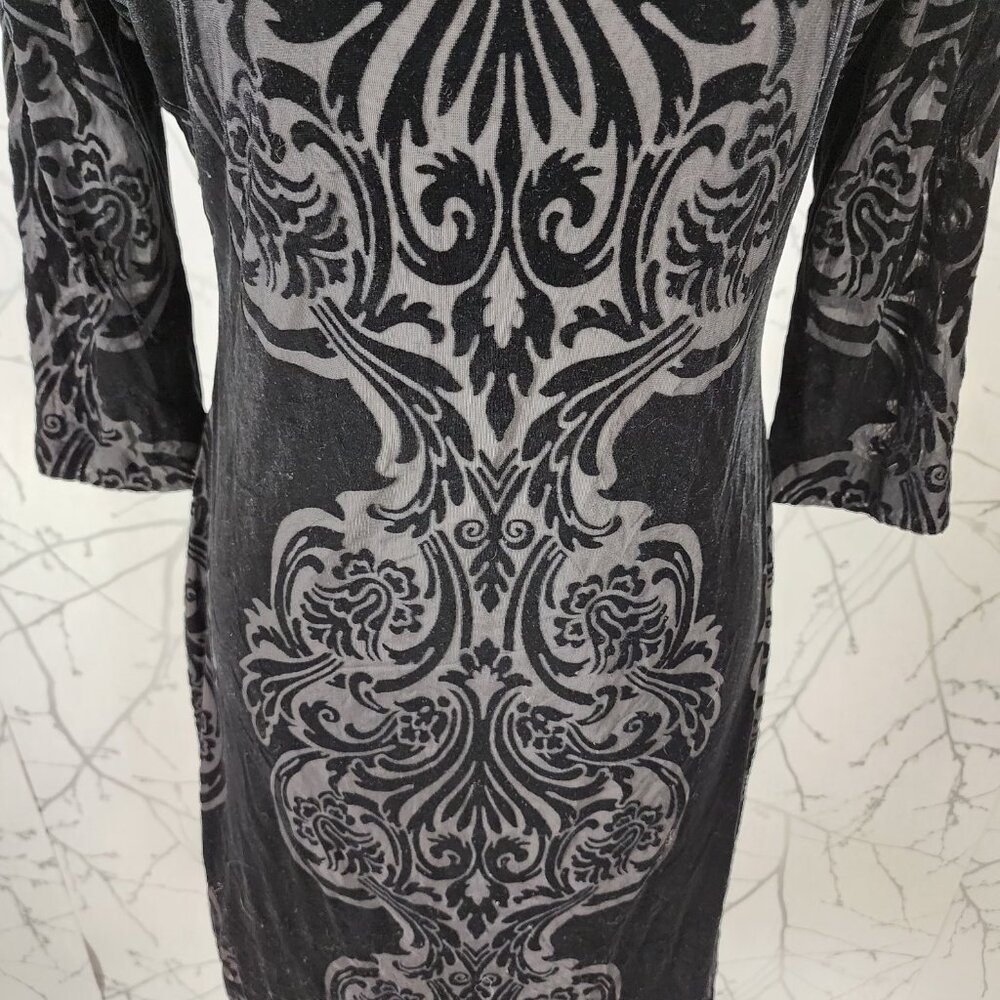 Ivanka Trump Paisley Velvet Burnout Round Neck Sheath Dress - Picture 2 of 8